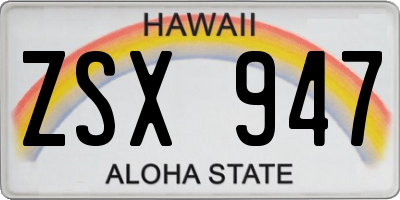 HI license plate ZSX947