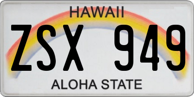 HI license plate ZSX949
