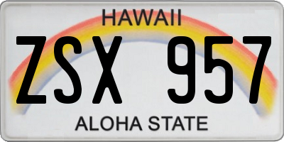 HI license plate ZSX957