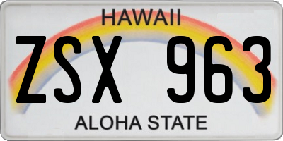 HI license plate ZSX963