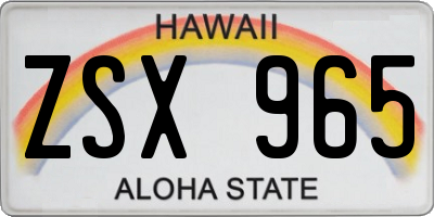 HI license plate ZSX965