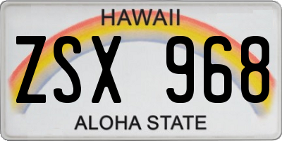 HI license plate ZSX968
