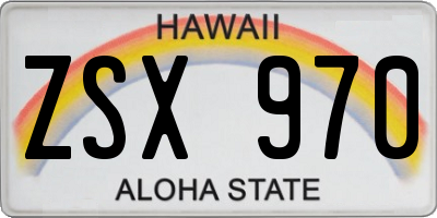 HI license plate ZSX970
