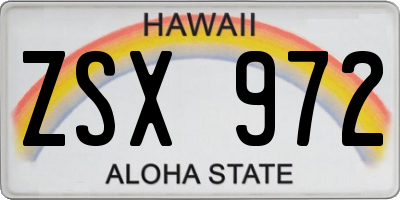 HI license plate ZSX972