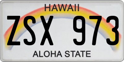 HI license plate ZSX973