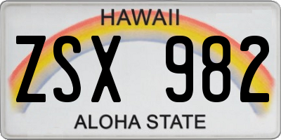 HI license plate ZSX982