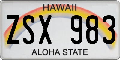 HI license plate ZSX983