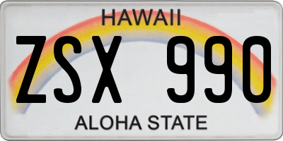 HI license plate ZSX990