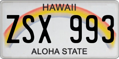 HI license plate ZSX993