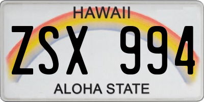 HI license plate ZSX994