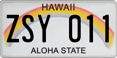 HI license plate ZSY011