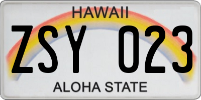 HI license plate ZSY023