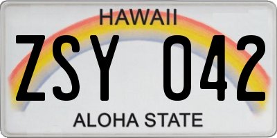 HI license plate ZSY042