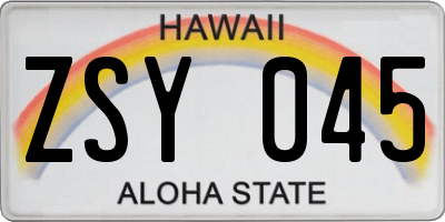 HI license plate ZSY045