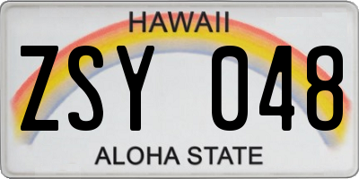 HI license plate ZSY048