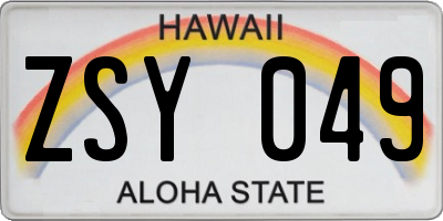 HI license plate ZSY049