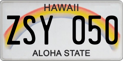 HI license plate ZSY050