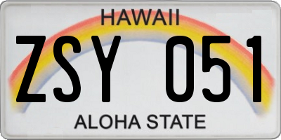 HI license plate ZSY051