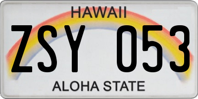 HI license plate ZSY053