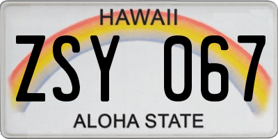 HI license plate ZSY067