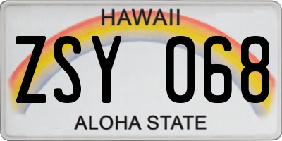 HI license plate ZSY068