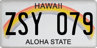HI license plate ZSY079