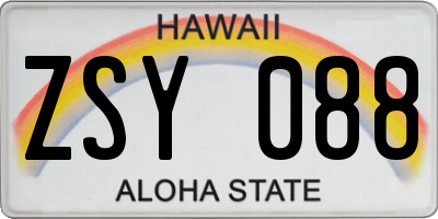HI license plate ZSY088