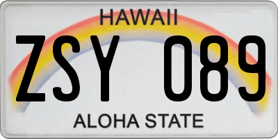 HI license plate ZSY089
