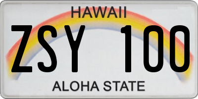 HI license plate ZSY100