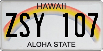 HI license plate ZSY107