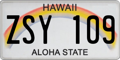HI license plate ZSY109