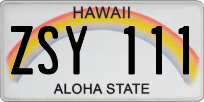 HI license plate ZSY111