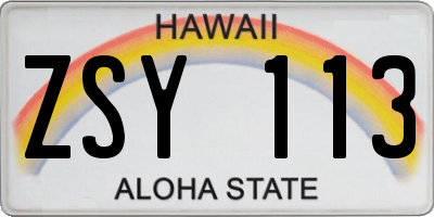 HI license plate ZSY113
