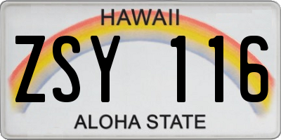 HI license plate ZSY116