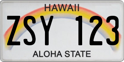 HI license plate ZSY123