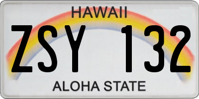 HI license plate ZSY132