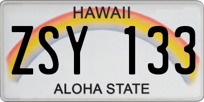 HI license plate ZSY133