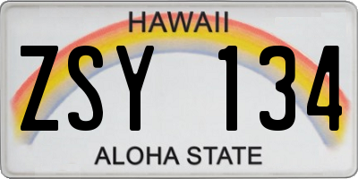 HI license plate ZSY134