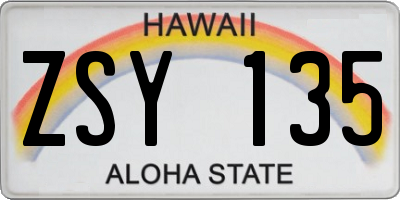 HI license plate ZSY135