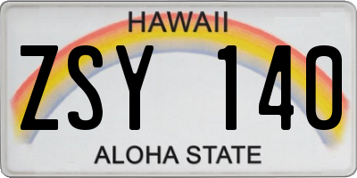 HI license plate ZSY140