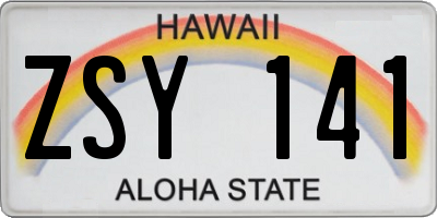 HI license plate ZSY141