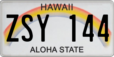 HI license plate ZSY144