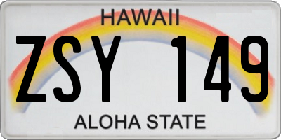 HI license plate ZSY149