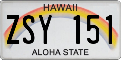 HI license plate ZSY151