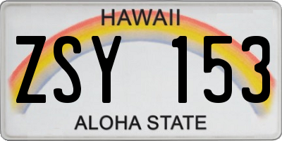 HI license plate ZSY153