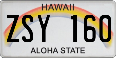 HI license plate ZSY160
