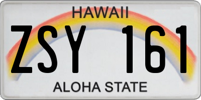 HI license plate ZSY161