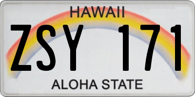HI license plate ZSY171