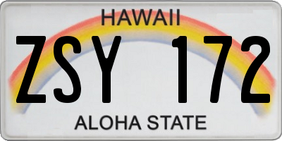 HI license plate ZSY172