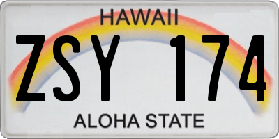 HI license plate ZSY174